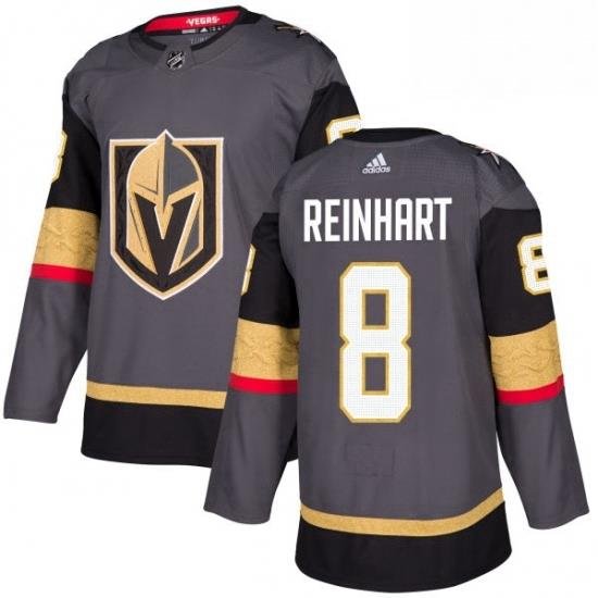 Mens Adidas Vegas Golden Knights 8 Griffin Reinhart Authentic Gray Home NHL Jersey