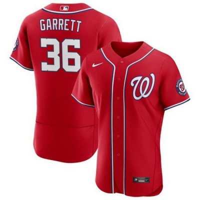 Men Washington Nationals 36 Stone Garrett Red Flex Base Stitched MLB Jersey