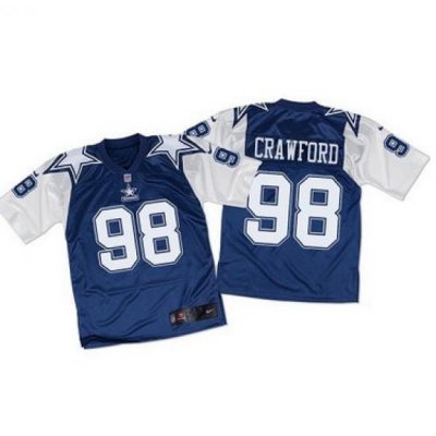 Nike Cowboys #98 Tyrone Crawford Navy BlueWhite Throwback Mens Stitched NFL Elite Jersey