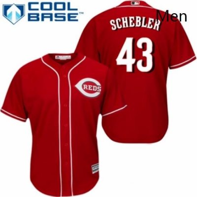 Mens Majestic Cincinnati Reds 43 Scott Schebler Replica Red Alternate Cool Base MLB Jersey