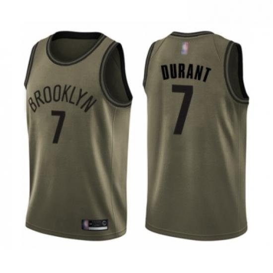 Youth Brooklyn Nets 7 Kevin Durant Swingman Green Salute to Service Basketball Jersey