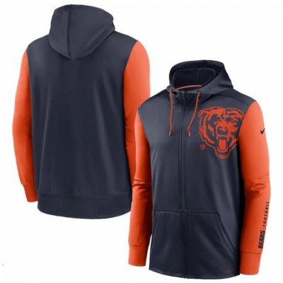 Men Chicago Bears Navy Orange Fan Gear Mascot Performance Full Zip Hoodie