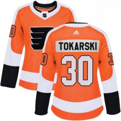 Womens Adidas Philadelphia Flyers 30 Dustin Tokarski Premier Orange Home NHL Jersey