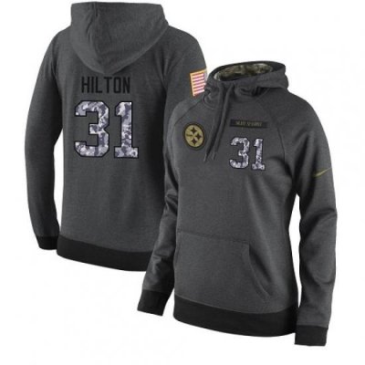 NFL Womens Nike Pittsburgh Steelers 31 Mike Hilton Stitched Black Anthracite Salute to Service Player Performance Hoodie