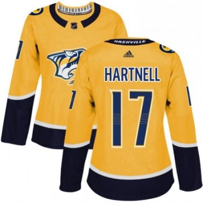 Womens Adidas Nashville Predators 17 Scott Hartnell Authentic Gold Home NHL Jersey