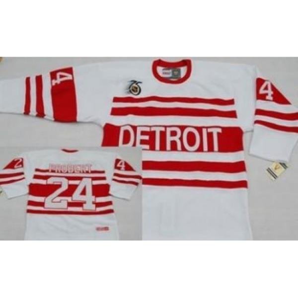 Detroit Red Wings #24 PROBERT White CCM Throwback Jersey