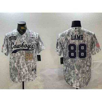 Men Dallas Cowboys 88 CeeDee Lamb 2024 Arctic Camo Salute To Service Stitched Baseball Jersey