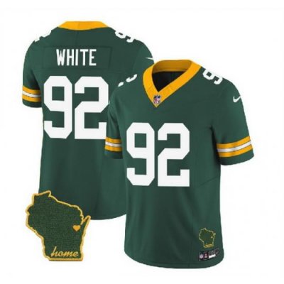 Men Green Bay Packers 92 Reggie White Green 2023 F U S E  Home Patch Vapor Untouchable Limited Stitched Jersey