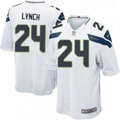 Mens Nike Seattle Seahawks 24 Marshawn Lynch Game White NFL Jersey