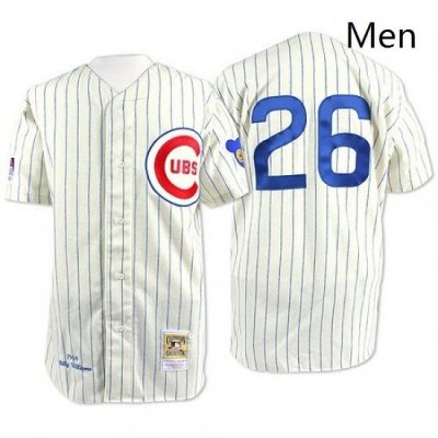 Mens Mitchell and Ness Chicago Cubs 26 Billy Williams Replica White Throwback MLB Jersey