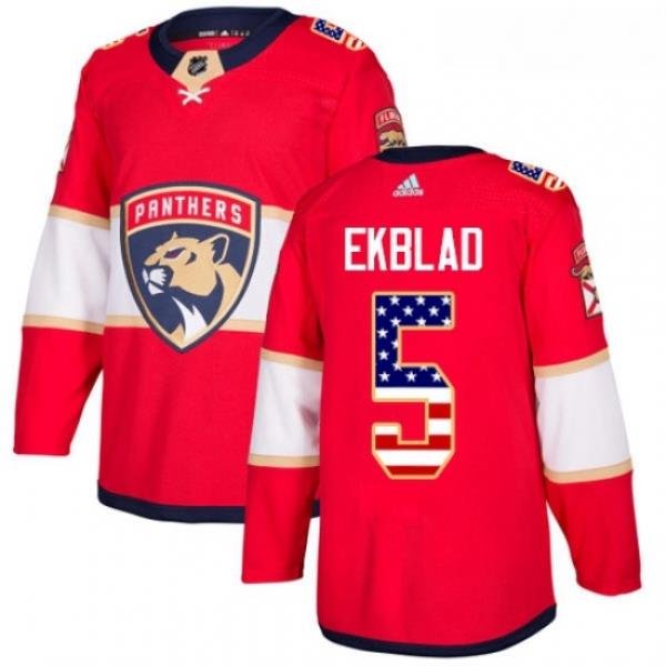 Youth Adidas Florida Panthers 5 Aaron Ekblad Authentic Red USA Flag Fashion NHL Jersey