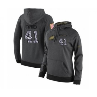 Football Womens Philadelphia Eagles 41 Johnathan Cyprien Stitched Black Anthracite Salute to Service Player Performance Hoodie