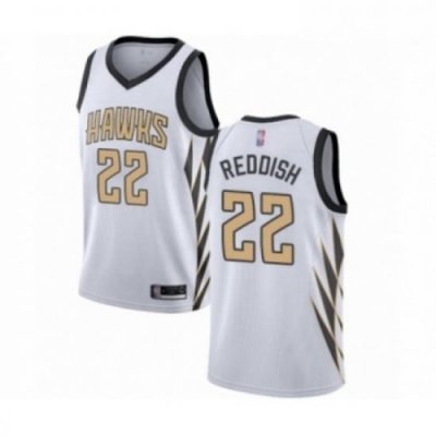 Mens Atlanta Hawks 22 Cam Reddish Authentic White Basketball Jersey City Edition