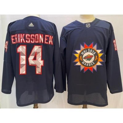 Men Minnesota Wild 14 Joel Eriksson Ek Navy 2022 Adidas jersey