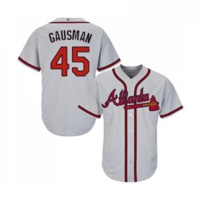 Youth Atlanta Braves 45 Kevin Gausman Replica Grey Road Cool Base Baseball Jersey