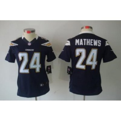 Nike Women San Diego Charger #24 Mathews Blue Color[Women Limited Jerseys]