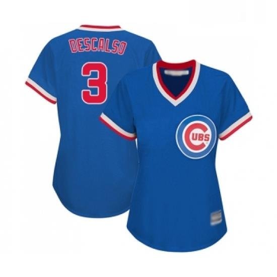 Womens Chicago Cubs 3 Daniel Descalso Authentic Royal Blue Cooperstown Baseball Jersey