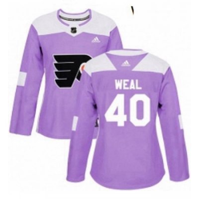 Womens Adidas Philadelphia Flyers 40 Jordan Weal Authentic Purple Fights Cancer Practice NHL Jersey