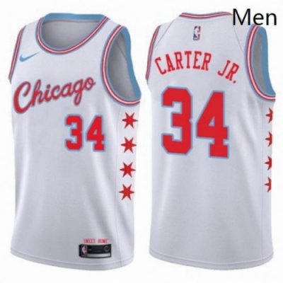 Mens Nike Chicago Bulls 34 Wendell Carter Jr Swingman White NBA Jersey City Edition