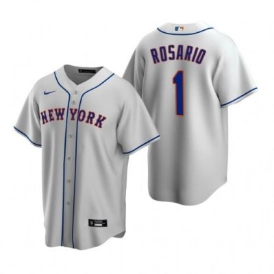 Mens Nike NeW York Mets 1 Amed Rosario Gray Road Stitched Baseball Jersey