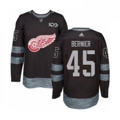 Mens Adidas Detroit Red Wings 45 Jonathan Bernier Authentic Black 1917 2017 100th Anniversary NHL Jersey