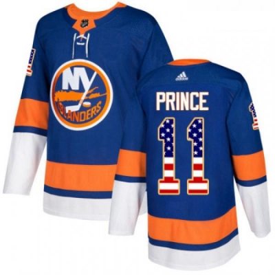 Youth Adidas New York Islanders 11 Shane Prince Authentic Royal Blue USA Flag Fashion NHL Jersey