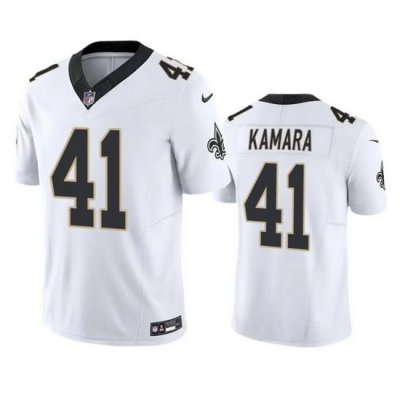 Men New Orleans Saints 41 Alvin Kamara White 2023 F U S E  Vapor Untouchable Limited Stitched Jersey