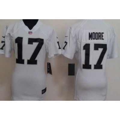 Women Nike Oakland Raiders #17 Denarius Moore White Nike NFL Jerseys