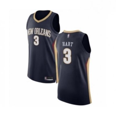 Mens New Orleans Pelicans 3 Josh Hart Authentic Navy Blue Basketball Jersey Icon Edition