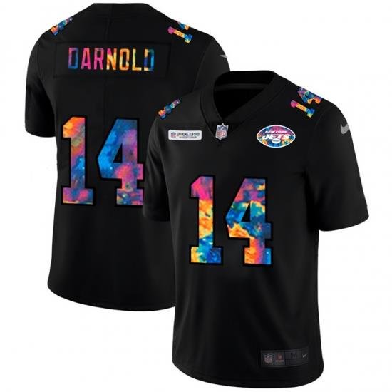 New York Jets 14 Sam Darnold Men Nike Multi Color Black 2020 NFL Crucial Catch Vapor Untouchable Limited Jersey