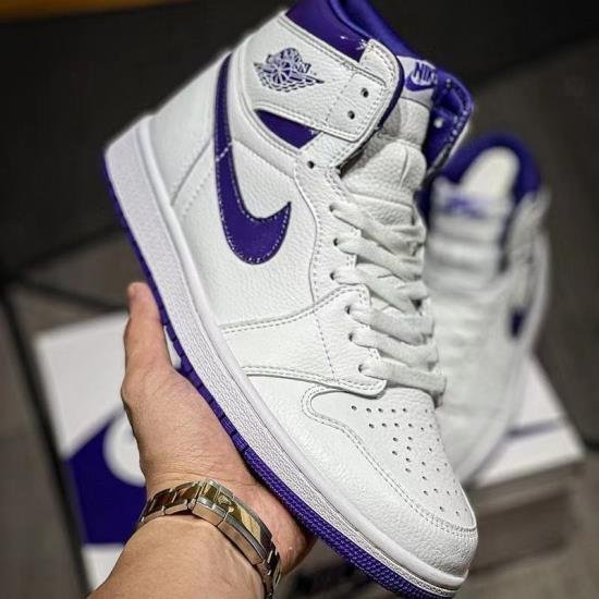 Air Jordan 1 Purple White Men Shoes