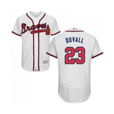 Mens Atlanta Braves 23 Adam Duvall White Home Flex Base Authentic Collection Baseball Jersey