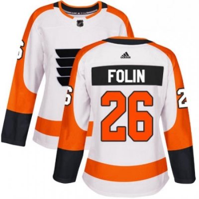 Womens Adidas Philadelphia Flyers 26 Christian Folin Authentic White Away NHL Jersey