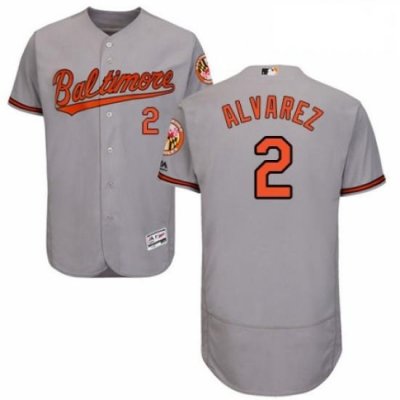 Mens Majestic Baltimore Orioles 2 Pedro Alvarez Grey Road Flex Base Authentic Collection MLB Jersey