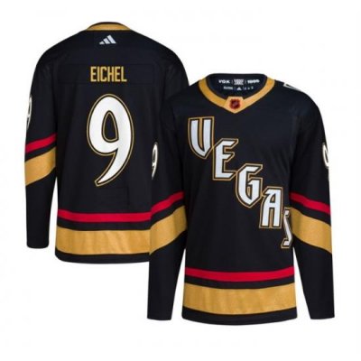 Men Vegas Golden Knights 9 Jack Eichel Black 2022 23 Reverse Retro Stitched Jersey