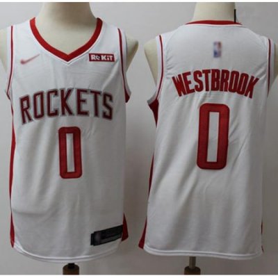 Rockets #0 Russell Westbrook White Basketball Swingman Association Edition 2019 2020 Jersey