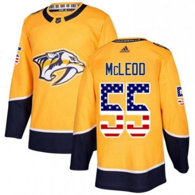 Mens Adidas Nashville Predators 55 Cody McLeod Authentic Gold USA Flag Fashion NHL Jersey