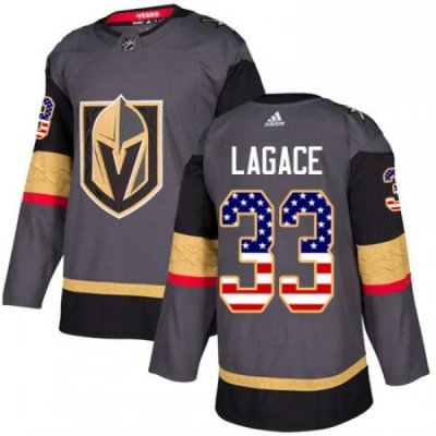 Youth Adidas Vegas Golden Knights 33 Maxime Lagace Authentic Gray USA Flag Fashion NHL Jersey