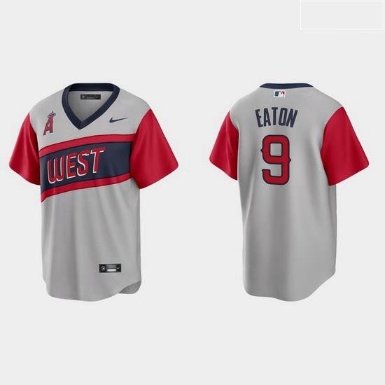 Men Los Angeles Angels 9 Adam Eaton Men Nike Gray 2021 Little League Classic Game MLB Jersey