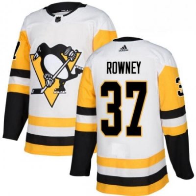 Mens Adidas Pittsburgh Penguins 37 Carter Rowney Authentic White Away NHL Jersey