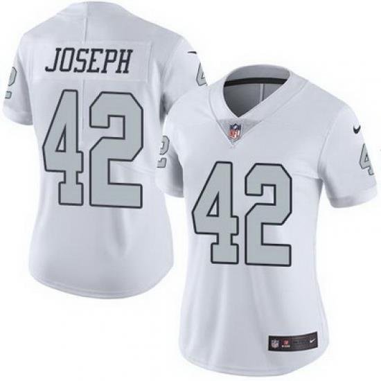 Nike Raiders #42 Karl Joseph White Womens Stitched NFL Limited Rush Jersey