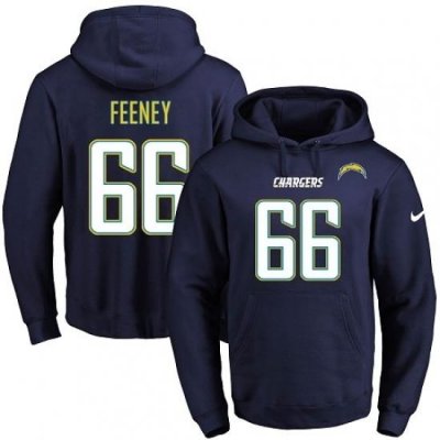 NFL Mens Nike Los Angeles Chargers 66 Dan Feeney Navy Blue Name Number Pullover Hoodie