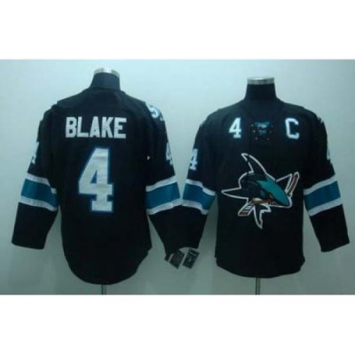 San Jose Sharks 4 Rob blake black jerseys C patch