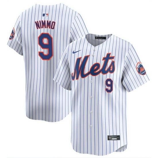 Men NeW York Mets 9 Brandon Nimmo White 2024 Home Limited Stitched Baseball Jersey