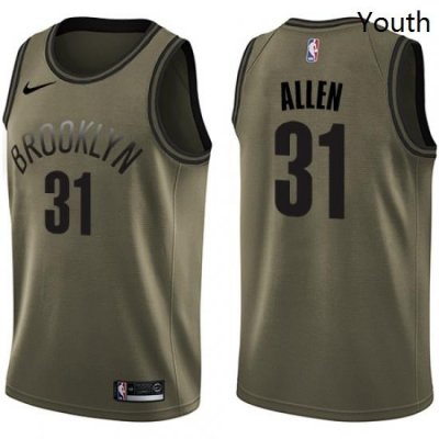 Youth Nike Brooklyn Nets 31 Jarrett Allen Swingman Green Salute to Service NBA Jersey