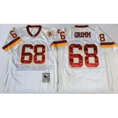 Men Redskins 68 Russ Grimm White M&N Throwback Jersey