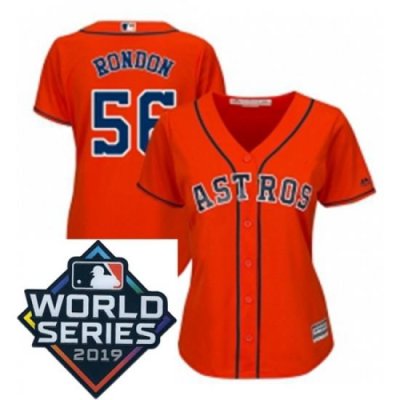 Womens Majestic Houston Astros 56 Hector Rondon Orange Alternate Cool Base Sitched 2019 World Series Patch jersey