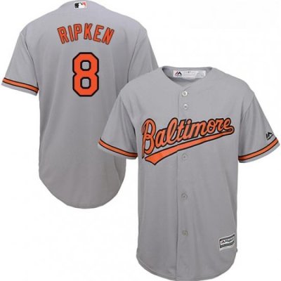 Youth Majestic Baltimore Orioles 8 Cal Ripken Replica Grey Road Cool Base MLB Jersey