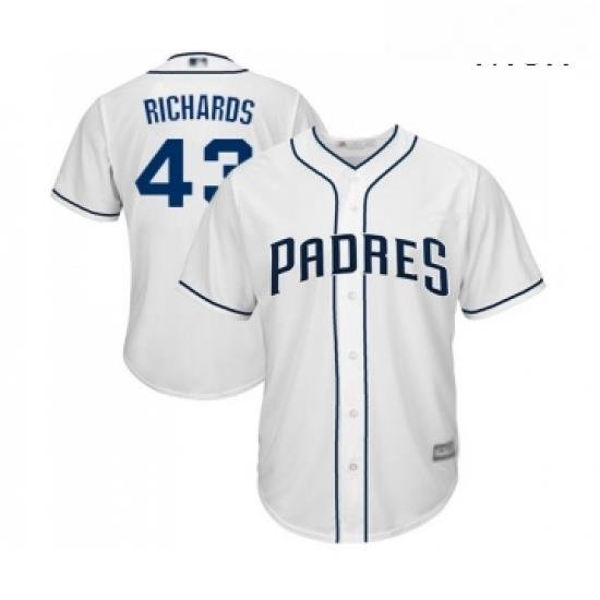 Mens San Diego Padres 43 Garrett Richards Replica White Home Cool Base Baseball Jersey