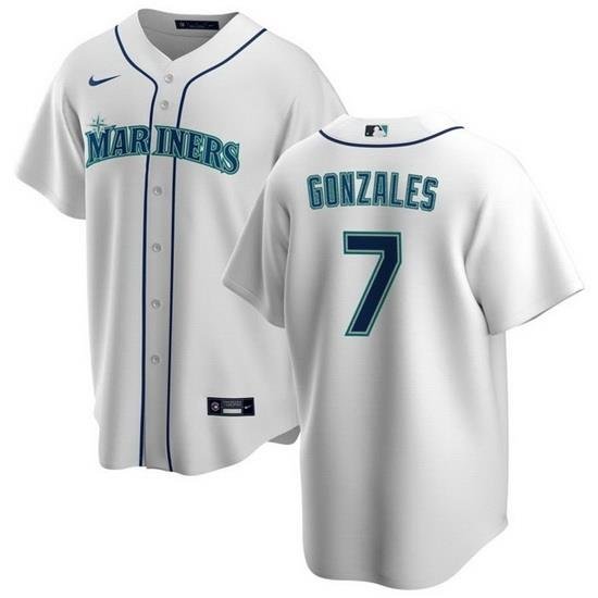 Men Seattle Mariners 7 Marco Gonzales White Cool Base Stitched Jersey